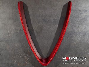 Alfa Romeo Stelvio Front V Shield Grill Frame + Emblem Frame Kit - Carbon Fiber - QV Model - Red Candy